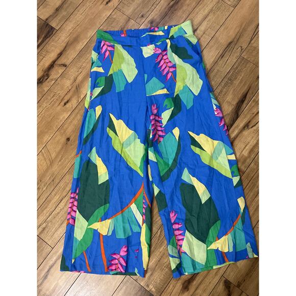 Christian Siriano size medium colorful linen blend cropped pants - Picture 1 of 4